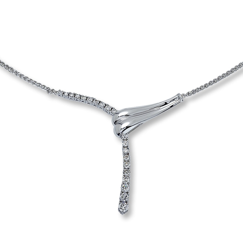 Main Image 1 of Previously Owned Diamond Necklace 1 ct tw Round-Cut 14K White Gold 18"