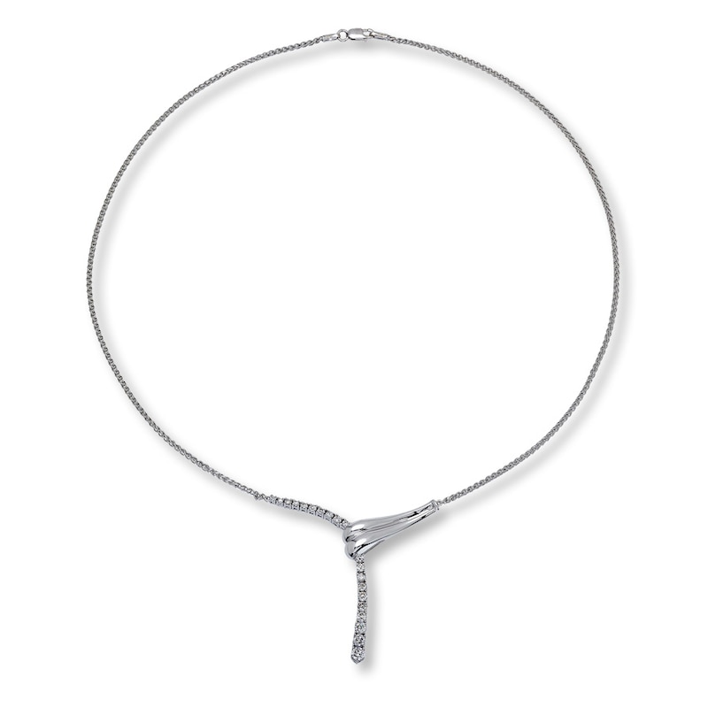 Main Image 2 of Previously Owned Diamond Necklace 1 ct tw Round-Cut 14K White Gold 18"