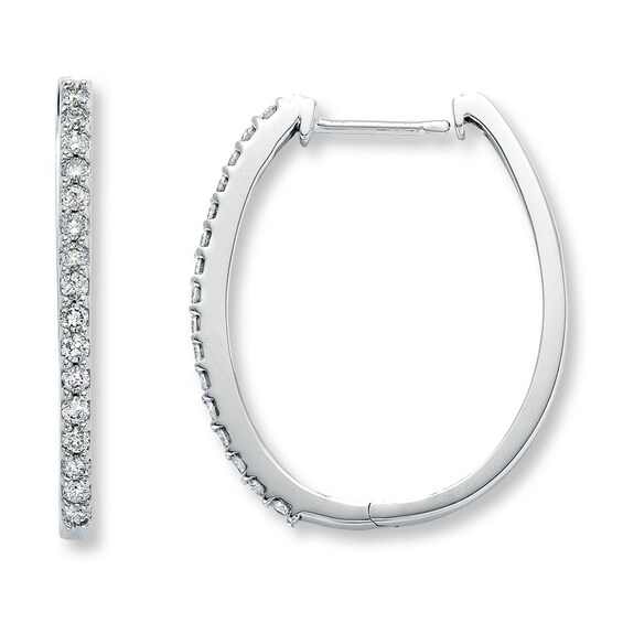 Previously Owned Diamond Hoop Earrings 1/2 ct tw 14K White Gold