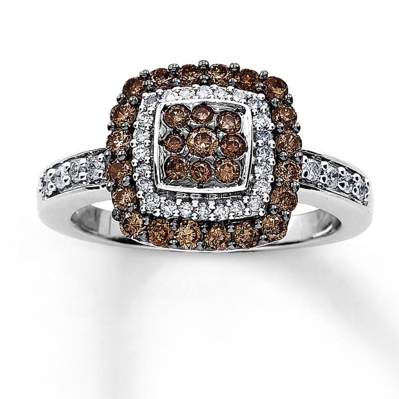 Previously Owned Brown & White Diamond Ring 3/4 ct tw 14K White Gold