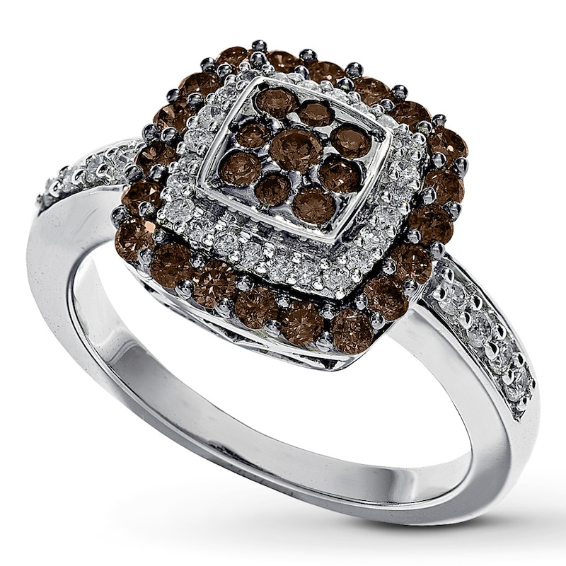 Previously Owned Brown & White Diamond Ring 3/4 ct tw 14K White Gold