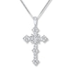 Thumbnail Image 1 of Previously Owned Diamond Cross Necklace 1-1/2 Carats tw 14K White Gold 18&quot;