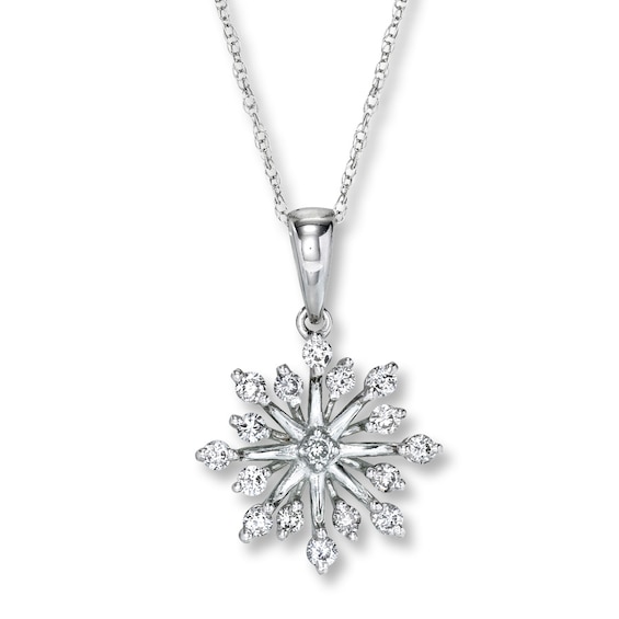 Previously Owned Diamond Snowflake Necklace 1/3 ct tw 14K White Gold