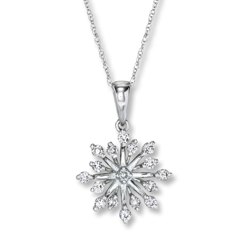 Main Image 1 of Previously Owned Diamond Snowflake Necklace 1/3 ct tw 14K White Gold