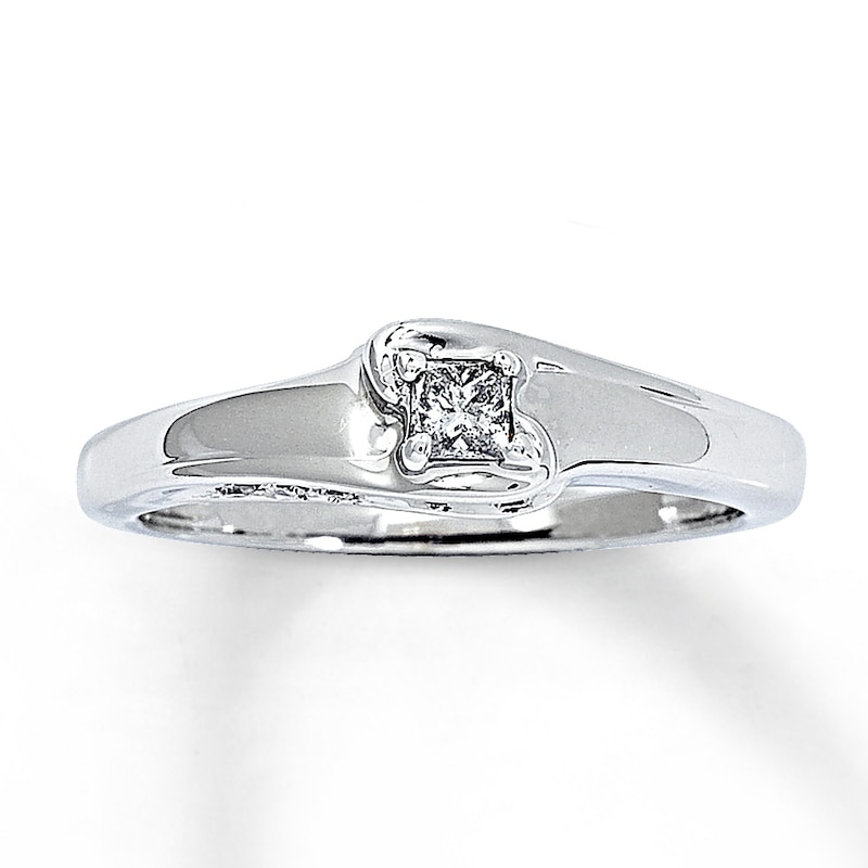 Main Image 1 of Previously Owned Diamond Promise Ring 1/5 ct tw Princess-cut 10K White Gold
