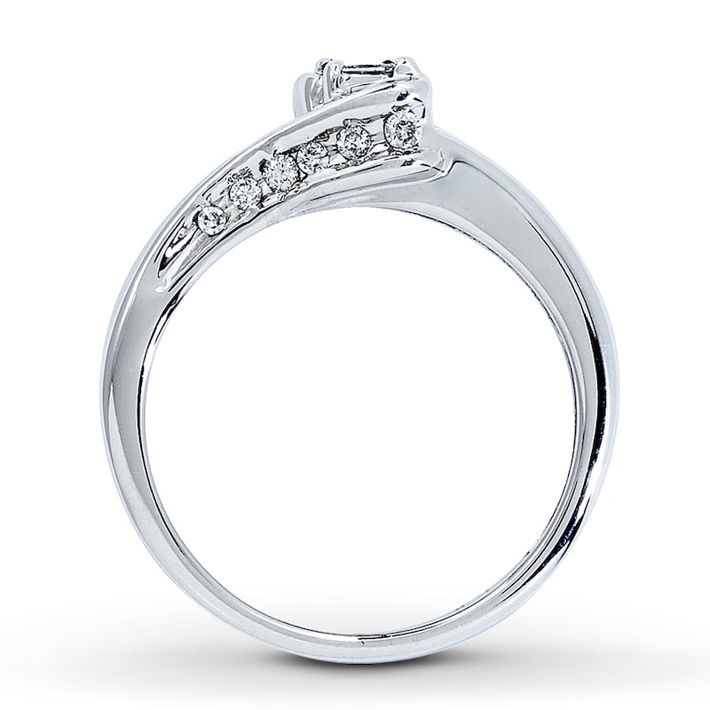 Main Image 2 of Previously Owned Diamond Promise Ring 1/5 ct tw Princess-cut 10K White Gold