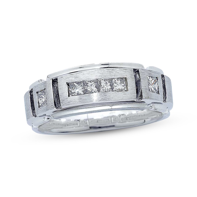 Previously Owned Men's Square-Cut Diamond Band 5/8 ct tw 14K White Gold ...