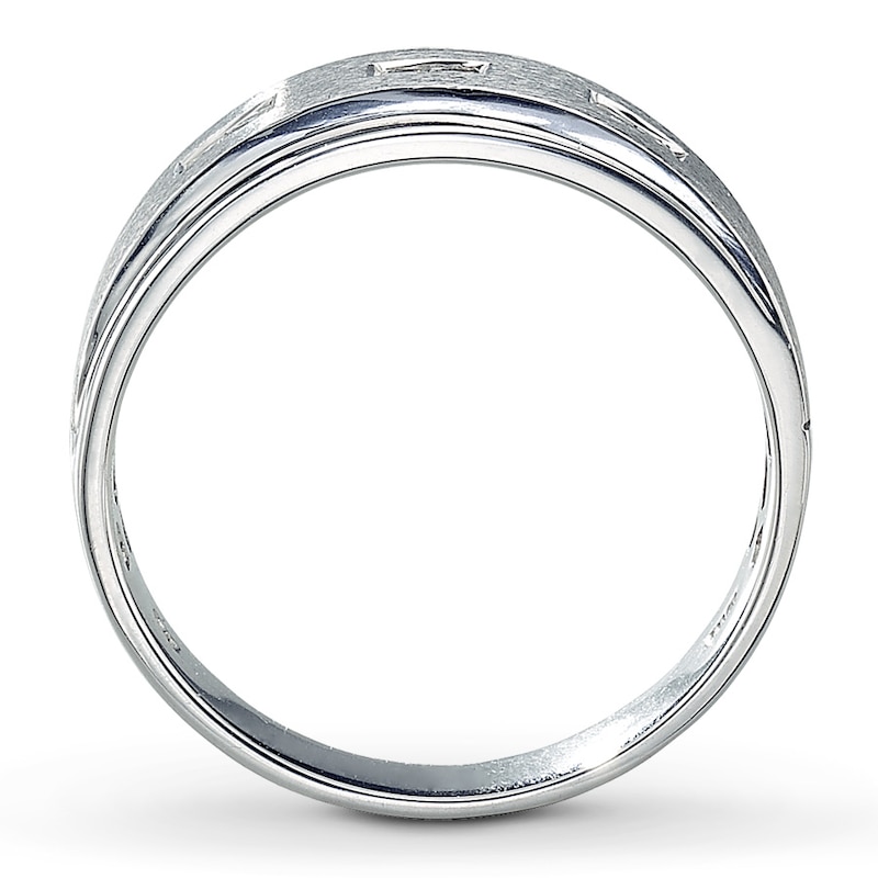 Previously Owned Men's Wedding Band 1/6 ct tw Square-cut Diamonds 10K White Gold