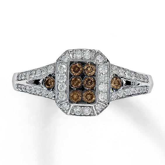 Previously Owned Brown & White Diamond Ring 3/8 ct tw 14K White Gold