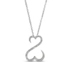 Thumbnail Image 2 of Previously Owned Open Hearts Diamond Necklace 1/10 ct tw Round-cut 14K White Gold 18&quot;