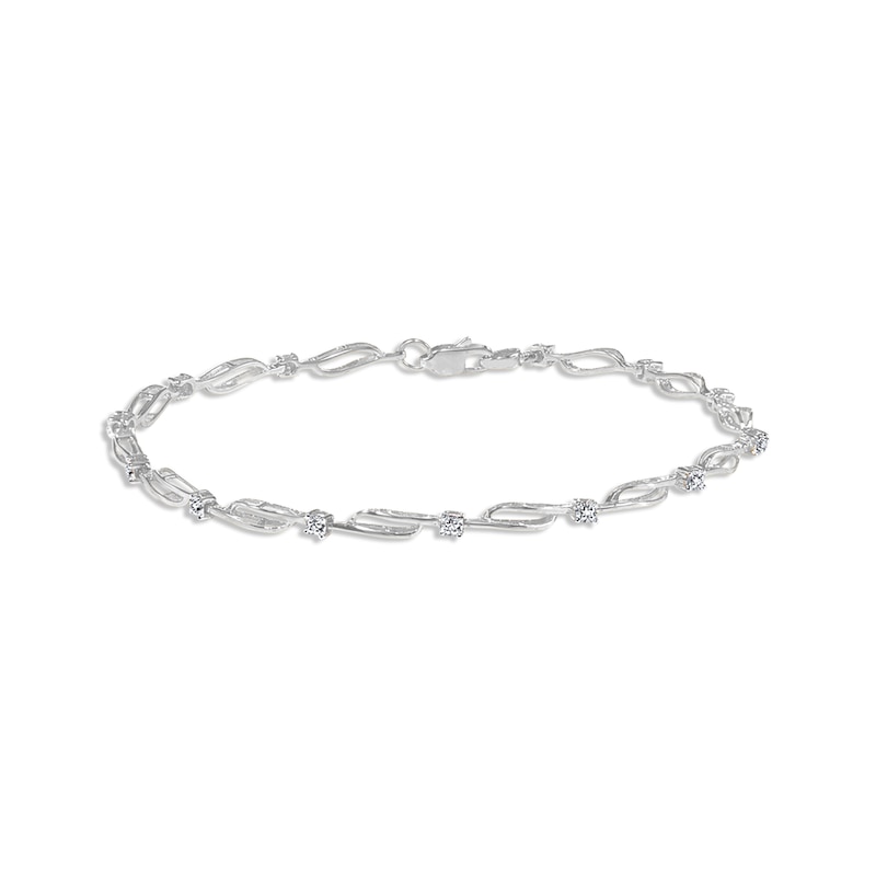 Previously Owned Swirl Bracelet Diamond Accents 10K White Gold