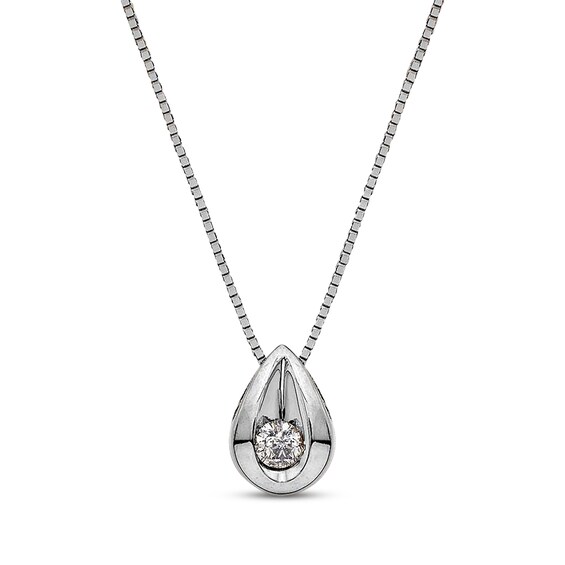 Previously Owned Diamond Teardrop Necklace 1/8 ct tw 14K White Gold 18"