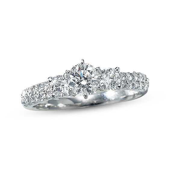 Previously Owned Diamond Three-Stone Engagement Ring 1 ct tw Round-cut 14K White Gold