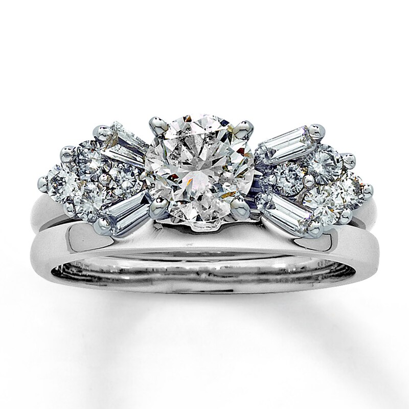 Main Image 4 of Previously Owned Enhancer Ring 1/2 cttw Round & Baguette Diamonds 14K White Gold