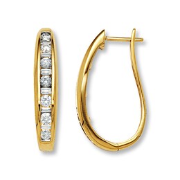 Previously Owned Diamond Hoop Earrings 1-1/2 ct tw Round-cut 14K Yellow Gold