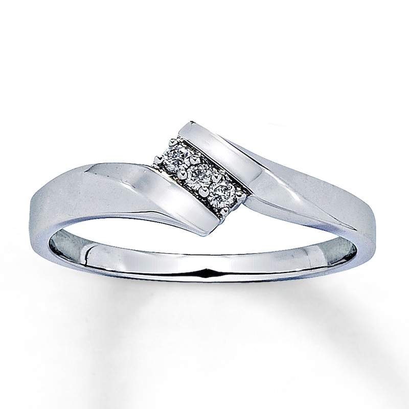 Main Image 1 of Previously Owned Diamond Promise Ring 1/20 ct tw Round-Cut 10K White Gold