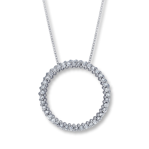 Previously Owned Diamond Circle Necklace 1/2 Carat tw 14K White Gold 18"