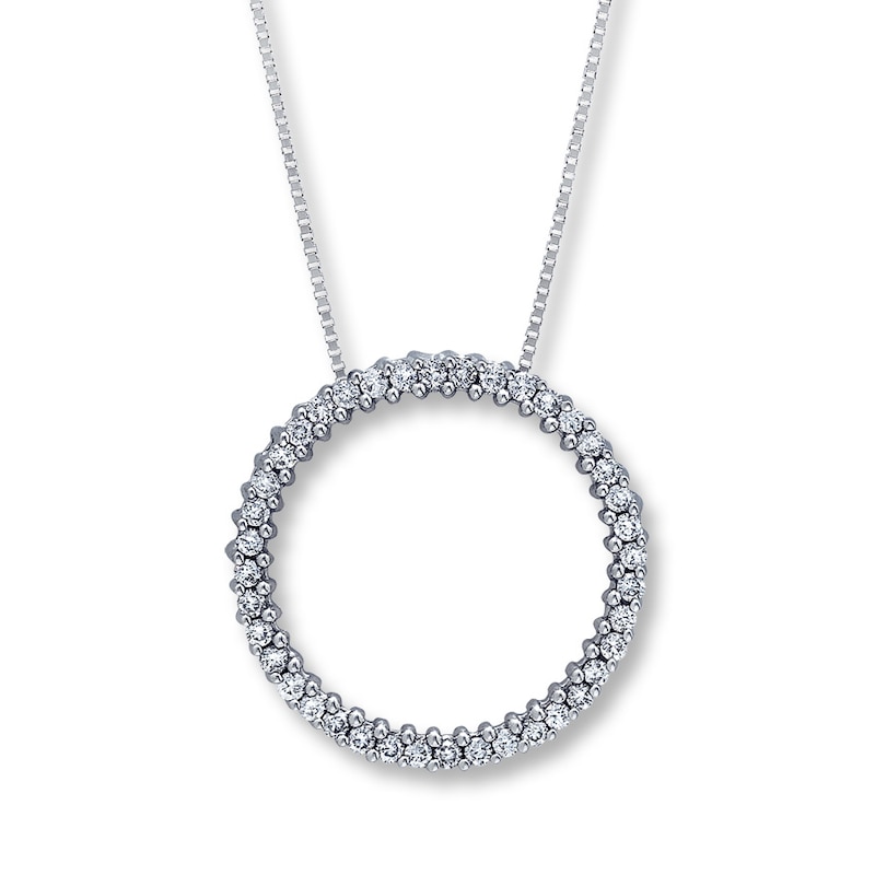 Main Image 1 of Previously Owned Diamond Circle Necklace 1/2 Carat tw 14K White Gold 18&quot;