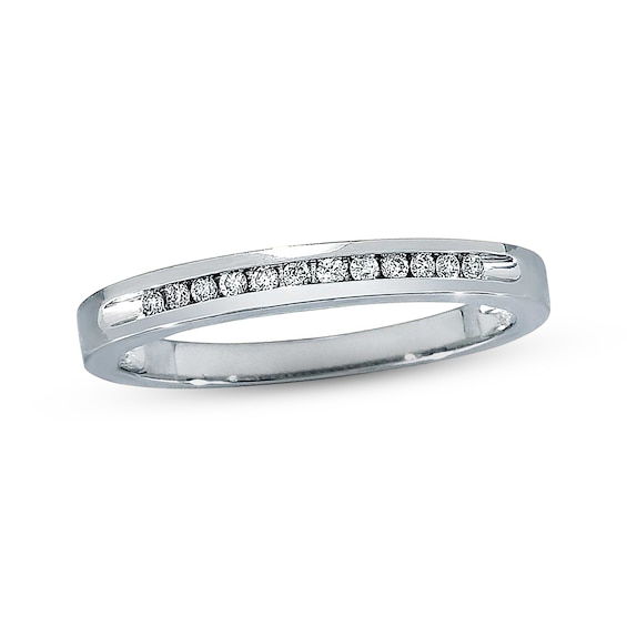 Previously Owned Diamond Anniversary Band 1/10 ct tw Round-cut 10K White Gold