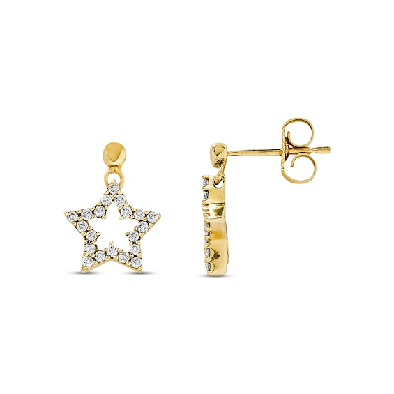 Previously Owned Diamond Star Dangle Earrings 1/4 ct tw 14K Yellow Gold