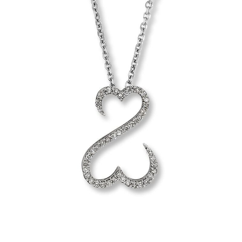 Main Image 2 of Previously Owned Necklace 1/10 ct tw Diamonds 14K White Gold 18&quot;