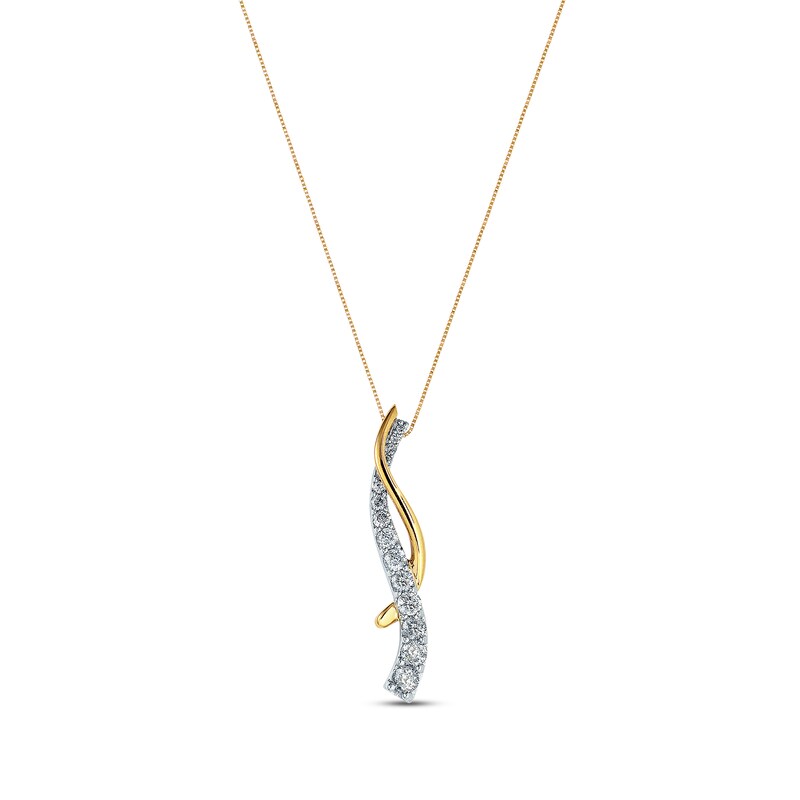 Main Image 1 of Previously Owned Journey Diamond Necklace 1 ct tw Round-cut 14K Two-Tone Gold