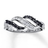 Previously Owned Black & White Diamond Ring 1/3 ct tw Baguette/Round 10K White Gold
