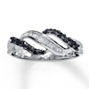 Thumbnail Image 1 of Previously Owned Black & White Diamond Ring 1/3 ct tw Baguette/Round 10K White Gold
