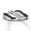 Thumbnail Image 0 of Previously Owned Black & White Diamond Ring 1/3 ct tw Baguette/Round 10K White Gold