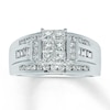 Thumbnail Image 0 of Previously Owned Diamond Ring 1 ct tw Princess/Round/Baguette-Cut 14K White Gold