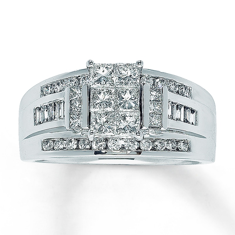Previously Owned Diamond Ring 1 ct tw Princess/Round/Baguette-Cut 14K White Gold
