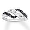 Thumbnail Image 1 of Previously Owned Black & White Diamond Ring 1/3 ct tw Baguette & Round 10K White Gold