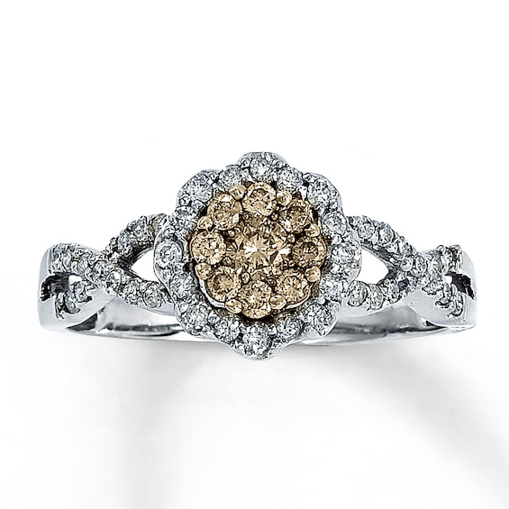 Previously Owned Brown & White Diamond Ring 1/2 ct tw 14K White Gold