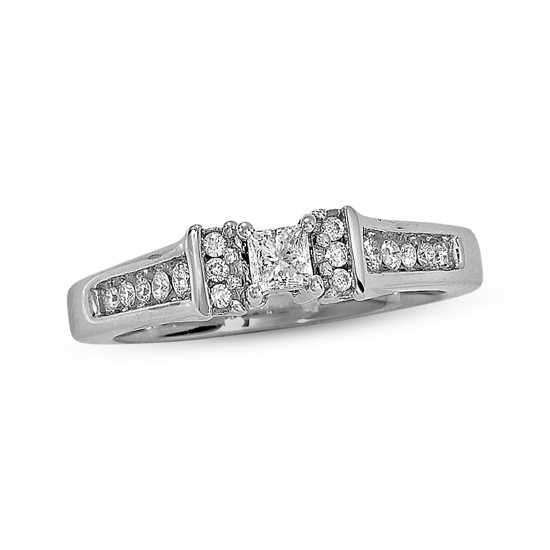 Main Image 1 of Previously Owned Diamond Engagement Ring 3/8 ct tw Princess & Round-cut 14K White Gold