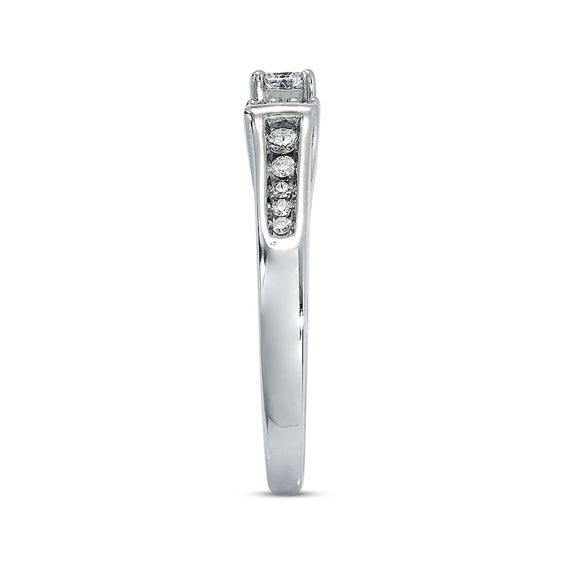 Main Image 3 of Previously Owned Diamond Engagement Ring 3/8 ct tw Princess & Round-cut 14K White Gold