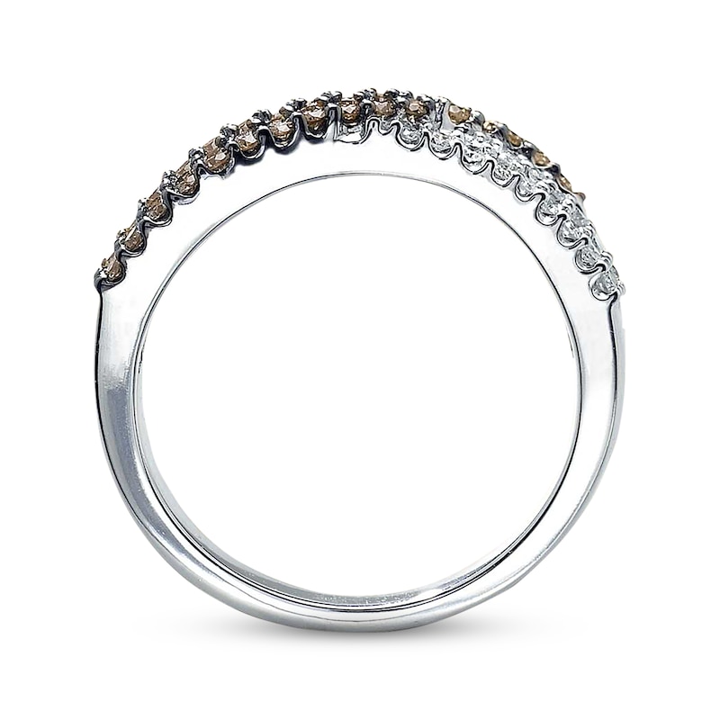 Main Image 2 of Previously Owned Brown & White Diamond Anniversary Band 1/2 ct tw Round-cut 14K White Gold