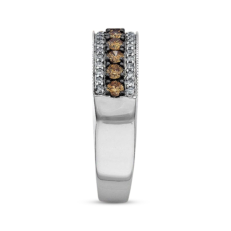 Previously Owned Brown & White Diamond Anniversary Band 3/4 ct tw Round-cut 14K White Gold