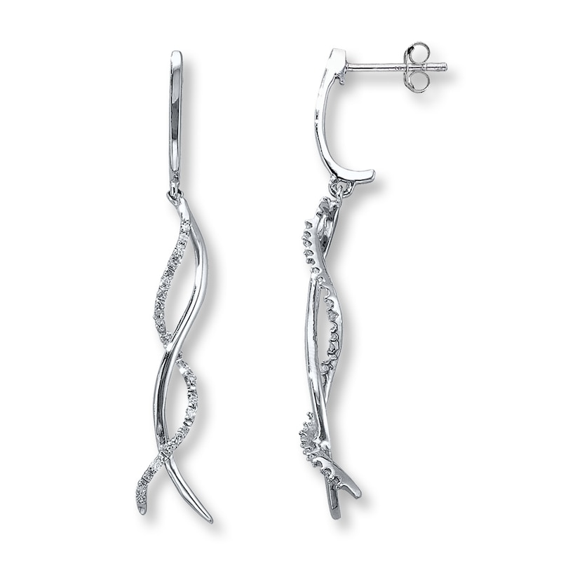 Main Image 1 of Previously Owned Diamond Dangle Earrings 1/6 ct tw 10K White Gold