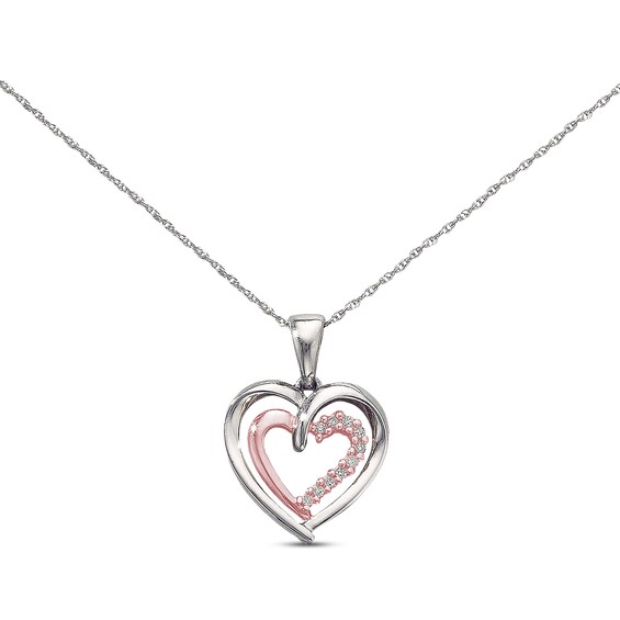 Previously Owned Diamond Heart Necklace 1/20 cttw 10K Two-Tone Gold