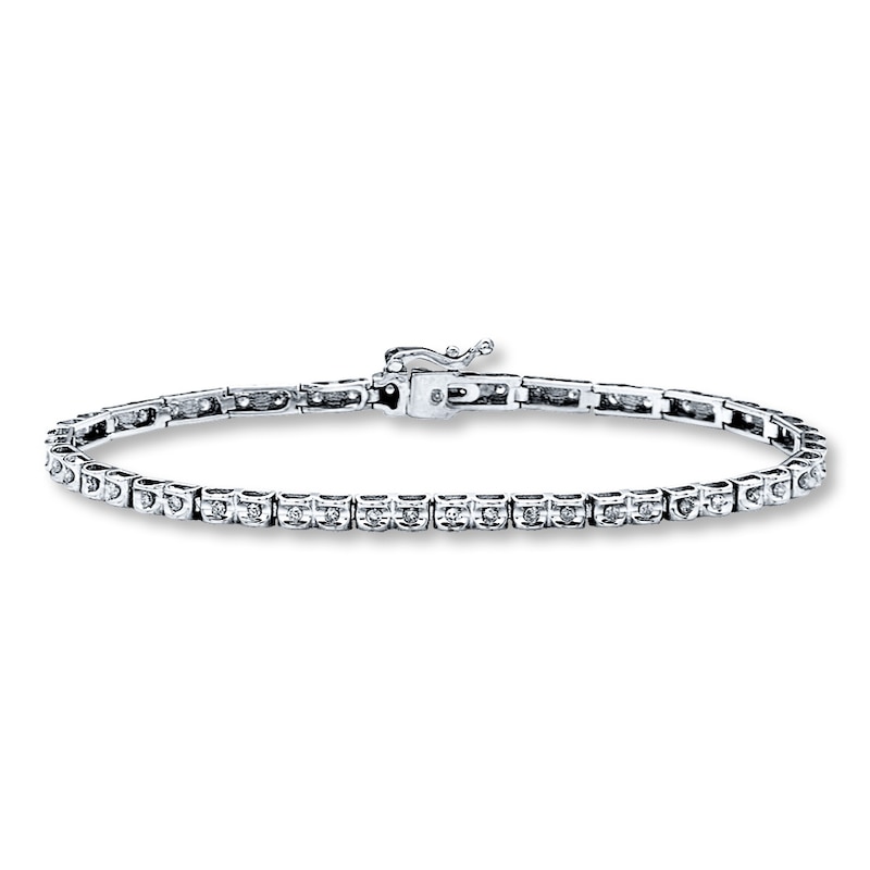 Main Image 1 of Previously Owned Diamond Bracelet 1/2 ct tw Round-cut 10K White Gold 7.25&quot;