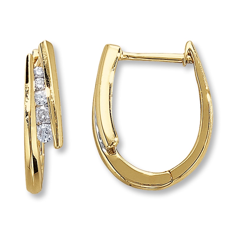 Main Image 1 of Previously Owned Diamond Hoop Earrings 1/4 ct tw 14K Yellow Gold