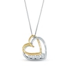 Thumbnail Image 1 of Previously Owned Double Heart Necklace 3/8 cttw Diamonds 14K Two-Tone Gold 18"