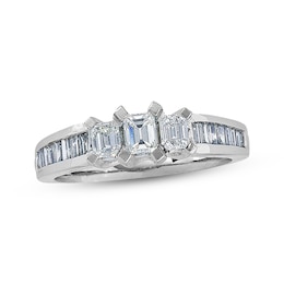 Previously Owned Diamond Engagement Ring 7/8 ct tw Emerald/Baguette-Cut 14K White Gold