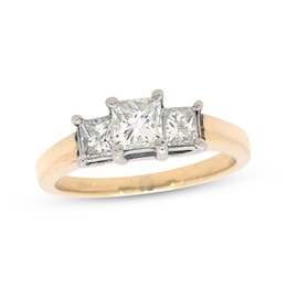 Previously Owned Three-Stone Diamond Ring 1 cttw Princess-cut 14K Yellow Gold