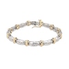 Thumbnail Image 1 of Previously Owned Diamond Bar Link Bracelet 2 ct tw Round-cut 10K Two-Tone Gold