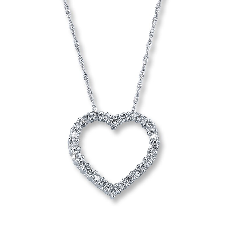 Main Image 1 of Previously Owned Diamond Heart Necklace 1/3 ct tw Round-Cut 10K White Gold 18&quot;