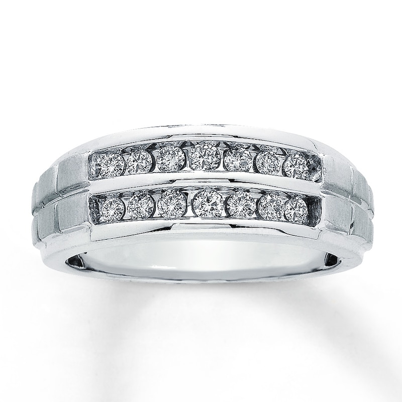 Previously Owned Men's Diamond Wedding Band 1/2 ct tw 10K White Gold