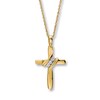 Thumbnail Image 1 of Previously Owned Diamond Cross Necklace 1/20 ct tw Round-Cut 10K Yellow Gold
