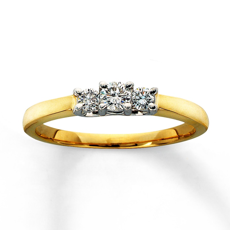 Previously Owned Three-Stone Diamond Ring 1/4 ct tw Round-cut 14K Two-Tone Gold