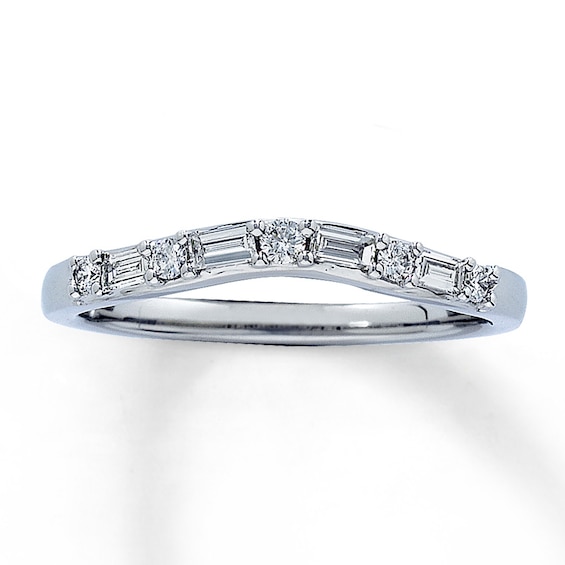Previously Owned Diamond Band 1/4 ct tw Round & Baguette-Cut 14K White Gold